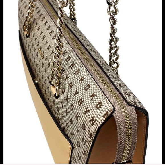 DKNY Bryant Signature Leather Zip Tote Tan - Picture 3 of 6